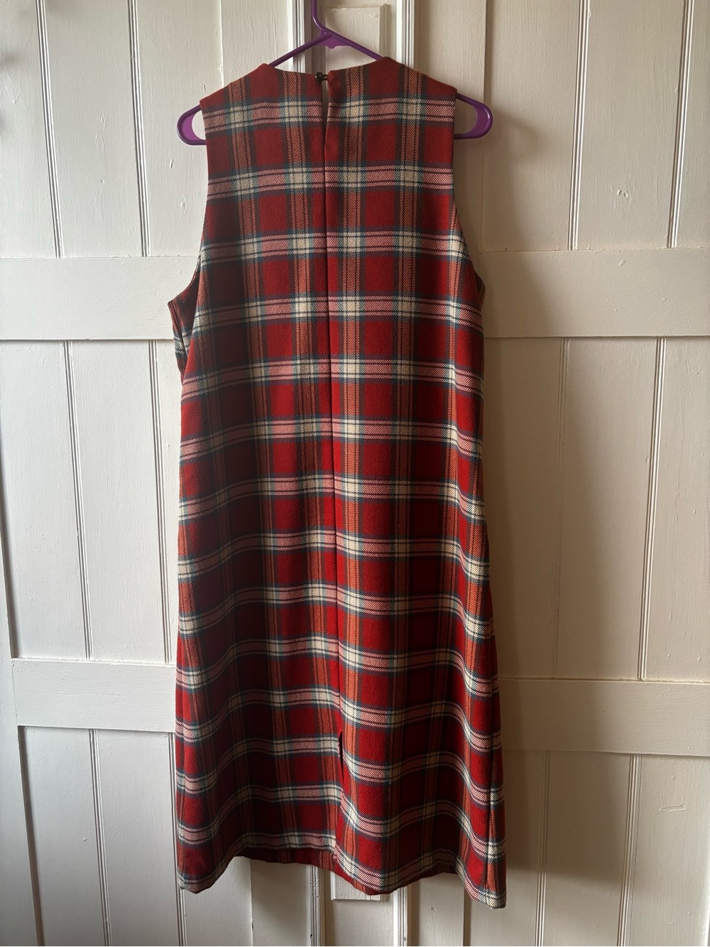 BEAMS BOY Plaid Sleeveless Red Midi Dress exclusive fabric - Picture 6 of 6